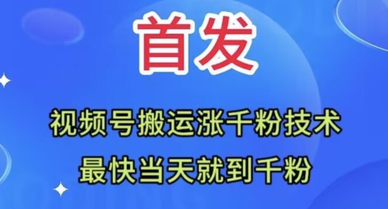 全网首发:视频号无脑搬运涨千粉技术,最快当天到千粉【揭秘】|淘骐网赚资源库