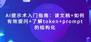 AI提示术入门指南：读文档+如何有效提问+了解token+prompt的结构化【揭秘】|第一资源库