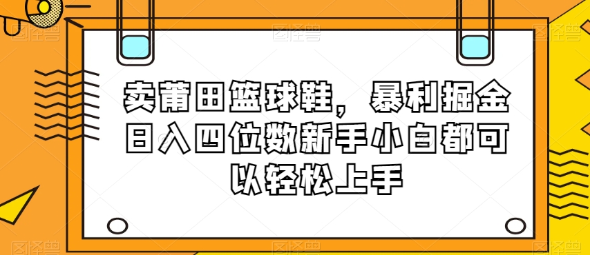 卖莆田篮球鞋,暴利掘金日入四位数新手小白都可以轻松上手【揭秘】|淘骐网赚资源库
