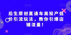 后生原创直通车高投产低价引流玩法，教你引爆店铺流量！|淘骐网赚资源库