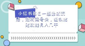 小红书每日一题最新玩法，涨粉起号快，复制粘贴就能月入几千【揭秘】|淘骐网赚资源库