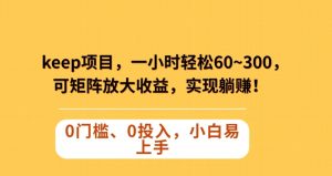 Keep蓝海项目,一小时轻松60~300+,可矩阵放大收益,可实现躺赚【揭秘】|淘骐网赚资源库