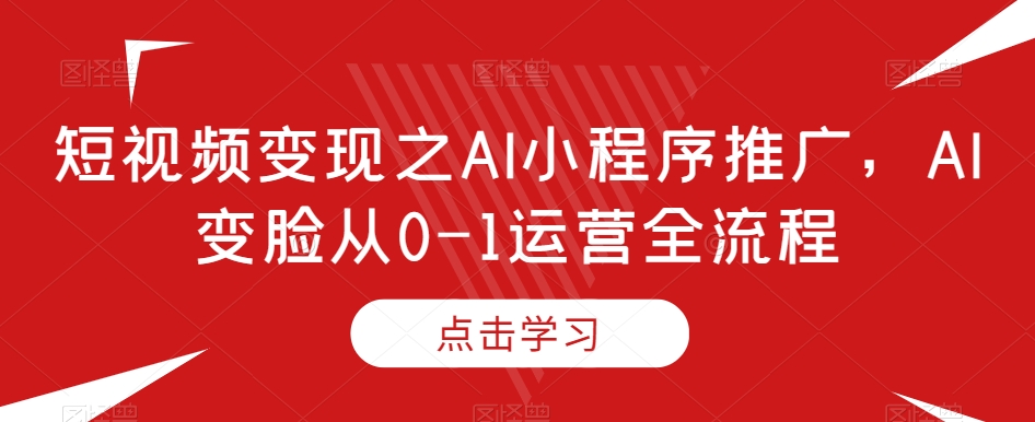 短视频变现之AI小程序推广,AI变脸从0-1运营全流程|淘骐网赚资源库