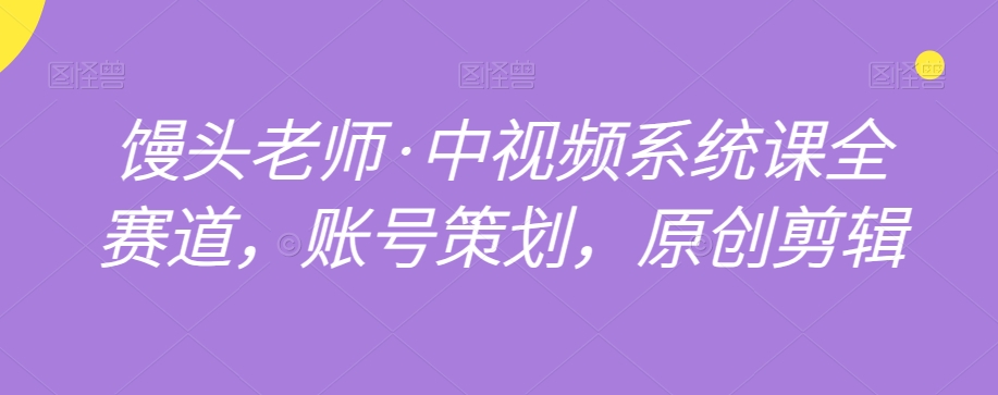 馒头老师·中视频系统课全赛道,账号策划,原创剪辑|淘骐网赚资源库