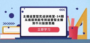 主播运营型实战训练营-第34期从底层到起号到运营型主播到千川投放思路|淘骐网赚资源库