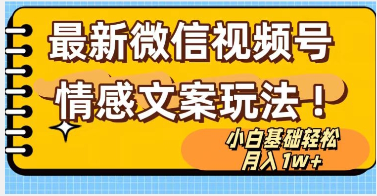微信视频号情感文案最新玩法，小白轻松月入1万+无脑搬运【揭秘】|淘骐网赚资源库