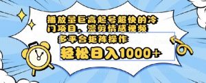 播放量巨高起号超快的冷门项目，漫剪情感视频，可多平台矩阵操作，轻松日入1000+【揭秘】|淘骐网赚资源库