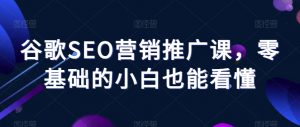 谷歌SEO营销推广课，零基础的小白也能看懂|淘骐网赚资源库