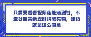 谁做过这么简单的项目?只需要看看视频就能赚到钱,不差钱的富豪还能换成实物,赚钱就是这么简单!【揭秘】|淘骐网赚资源库