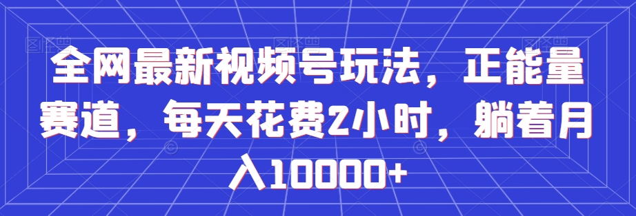 全网最新视频号玩法，正能量赛道，每天花费2小时，躺着月入10000+【揭秘】|淘骐网赚资源库