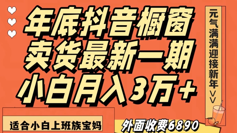 外面收费6890元年底抖音橱窗卖货最新一期，小白月入3万，适合小白上班族宝妈【揭秘】|淘骐网赚资源库