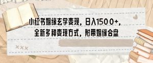 小红书姻缘玄学变现，日入1500+，全新多种变现方式，附带姻缘合盘【揭秘】|淘骐网赚资源库