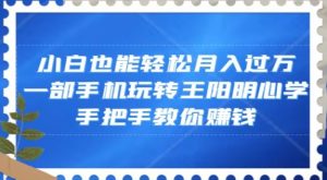 小白也能轻松月入过万,一部手机玩转王阳明心学,手把手教你赚钱【揭秘】|淘骐网赚资源库