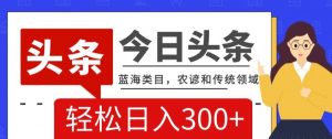 AI头条传统和农谚领域，蓝海类目，搬运+AI优化，轻松日入300+【揭秘】|淘骐网赚资源库