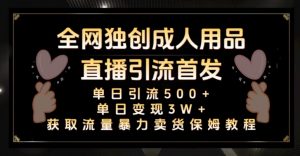 全网独创真人主播+无人直播单日引流500+，橙人用品暴力卖货单日变现3W+保姆似教学2.0【揭秘】|淘骐网赚资源库