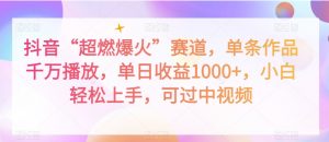 抖音“超燃爆火”赛道，单条作品千万播放，单日收益1000+，小白轻松上手，可过中视频【揭秘】|淘骐网赚资源库