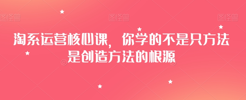 淘系运营核心课,你学的不是只方法是创造方法的根源|淘骐网赚资源库