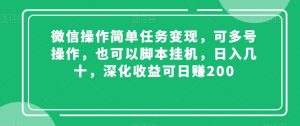 微信操作简单任务变现，可多号操作，也可以脚本挂机，日入几十，深化收益可日赚200【揭秘】|淘骐网赚资源库