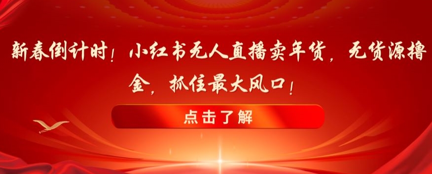 新春倒计时!小红书无人直播卖年货,无货源撸金,抓住最大风口【揭秘】-第一资源库