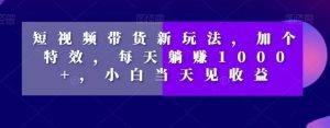 短视频带货新玩法，加个特效，每天躺赚1000+，小白当天见收益【揭秘】|淘骐网赚资源库