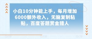 小白10分钟能上手，每月增加6000额外收入，无脑复制粘贴‌，百度答题赏金猎人【揭秘】|淘骐网赚资源库