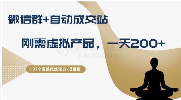 十万个富翁修炼宝典之8.微信群+自动成交站,刚需虚拟产品,一天200+|淘骐网赚资源库
