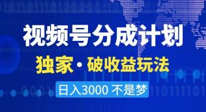 视频号分成计划,独家·破收益玩法,日入3000不是梦【揭秘】|淘骐网赚资源库
