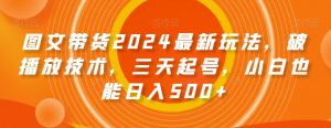 图文带货2024最新玩法，破播放技术，三天起号，小白也能日入500+【揭秘】|淘骐网赚资源库