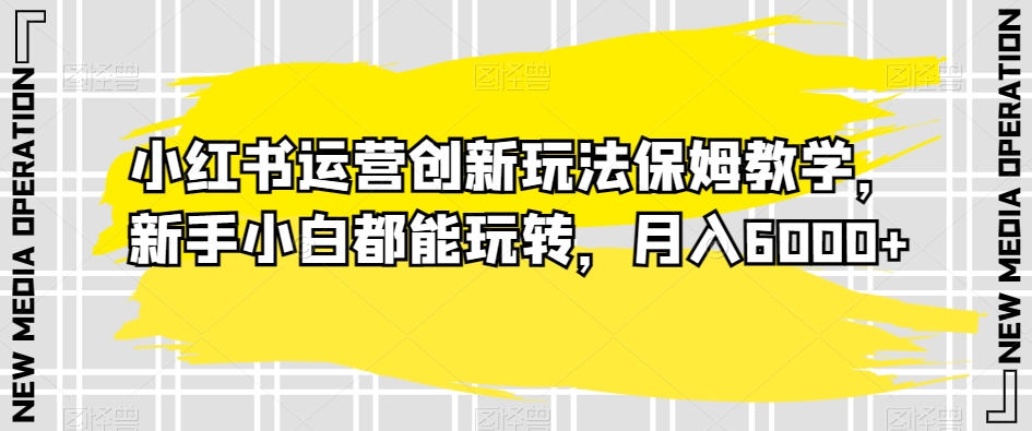 小红书运营创新玩法保姆教学,新手小白都能玩转,月入6000+【揭秘】|淘骐网赚资源库