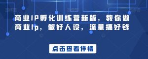 商业IP孵化训练营新版,教你做商业Ip,做好人设,流量搞好钱|淘骐网赚资源库