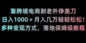 靠跨境电商割老外挣美刀,日入1000+月入几万轻轻松松!多种变现方式,落地保姆级教程【揭秘】|淘骐网赚资源库