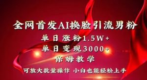 全网首发Ai换脸引流男粉,单日涨粉1.5w+,单日变现3000+,小白也能轻松上手拿结果【揭秘】|淘骐网赚资源库