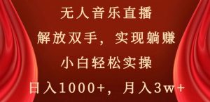 无人音乐直播,解放双手,实现躺赚,小白轻松实操,日入1000+,月入3w+【揭秘】|淘骐网赚资源库