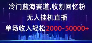 冷门蓝海赛道,收割回忆粉,无人挂机直播,单场收入轻松2000-5w+【揭秘】|淘骐网赚资源库