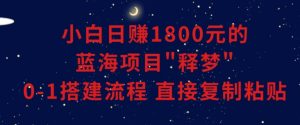 小白能日赚1800元的蓝海项目”释梦”0-1搭建流程可直接复制粘贴长期做【揭秘】|淘骐网赚资源库