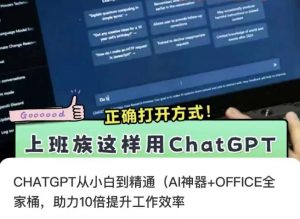CHATGPT从小白到精通,AI神器+OFFICE全家桶,助力10倍提升工作效率|淘骐网赚资源库