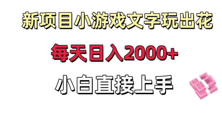新项目小游戏文字玩出花日入2000+,每天只需一小时,小白直接上手【揭秘】|淘骐网赚资源库