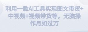 利用一款AI工具实现图文带货+中视频+视频带货等,无脑操作月如过万【揭秘】|淘骐网赚资源库