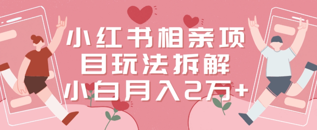 小红书相亲项目玩法拆解，有人通过这个副业项目做到了月收入2万多【揭秘】|淘骐网赚资源库