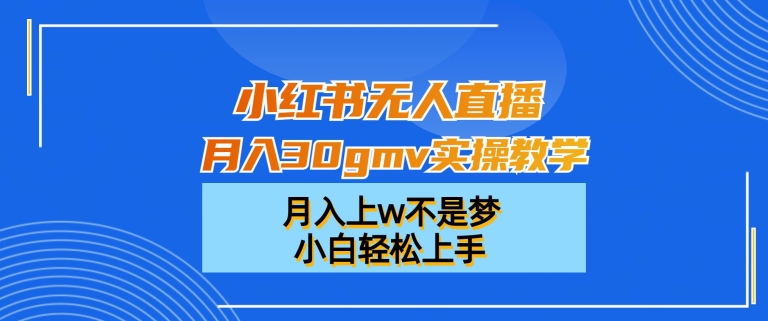 小红书无人直播月入30gmv实操教学,月入上w不是梦,小白轻松上手【揭秘】|淘骐网赚资源库