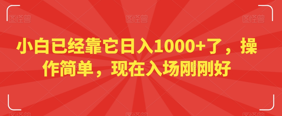 小白已经靠它日入1000+了,操作简单,现在入场刚刚好【揭秘】|淘骐网赚资源库
