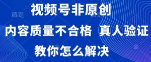 视频号非原创,内容质量不合格,真人验证,违规怎么解决【揭秘】|淘骐网赚资源库