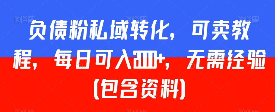 负债粉私域转化,可卖教程,每日可入2000+,无需经验(包含资料)【揭秘】|淘骐网赚资源库
