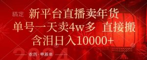 年末红利来了，新平台直播卖年货，单号一天卖4w多，话术场景直接搬，含泪日入1w+【揭秘】|淘骐网赚资源库