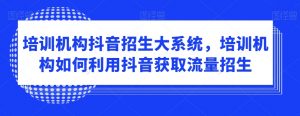 培训机构抖音招生大系统，培训机构如何利用抖音获取流量招生|淘骐网赚资源库