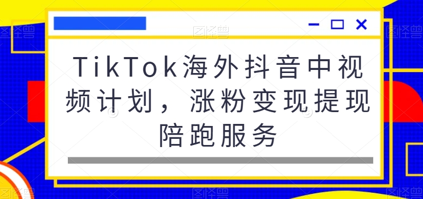 TikTok海外抖音中视频计划,涨粉变现提现陪跑服务|淘骐网赚资源库