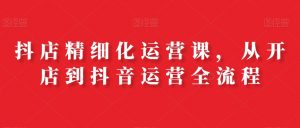 抖店精细化运营课,从开店到抖音运营全流程|淘骐网赚资源库