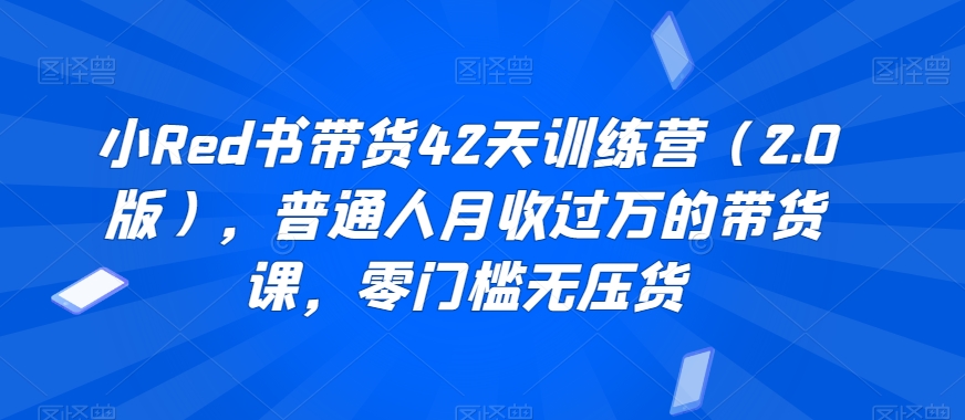 小Red书带货42天训练营(2.0版),普通人月收过万的带货课,零门槛无压货|淘骐网赚资源库