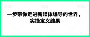 一步带你走进新媒体编导的世界,实操定义结果|淘骐网赚资源库