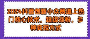 2024抖音创新小众赛道上热门核心技术,超级涨粉,多种变现方式【揭秘】|淘骐网赚资源库